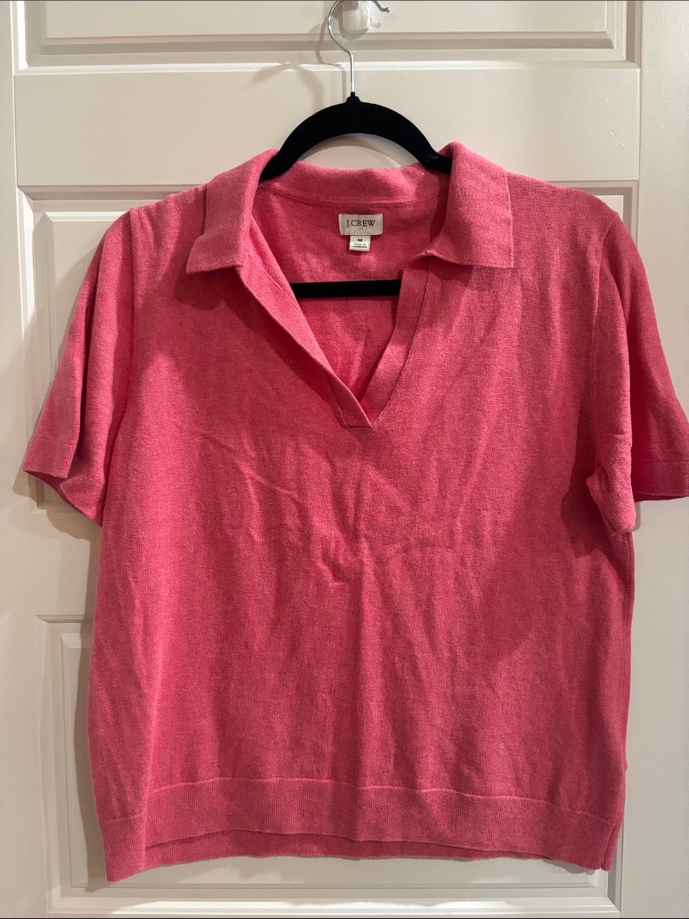J. Crew Coral-Pink Short-Sleeve Polo Knit Top Medium